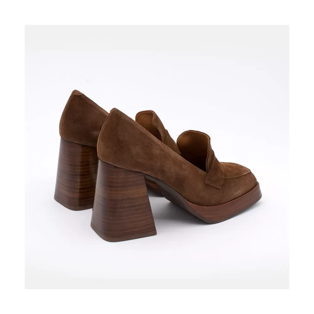 Mujer Ángel Alarcón Tular - Mocasines De Mujer De Ante Con Tacon Alto Y Plataforma
