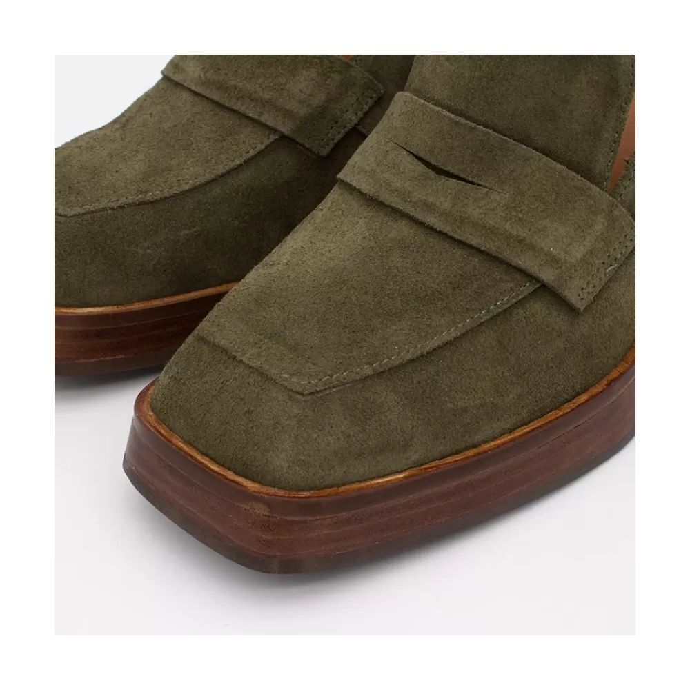 Mujer Ángel Alarcón Tular - Mocasines De Mujer De Ante Con Tacon Alto Y Plataforma