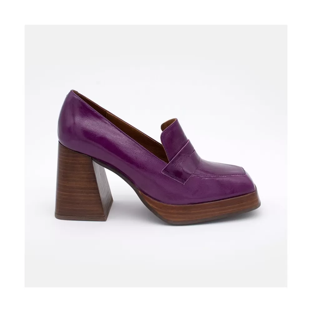 Mujer Ángel Alarcón Tular - Mocasines De Mujer De Piel Brillante Con Tacon Alto Y Plataforma