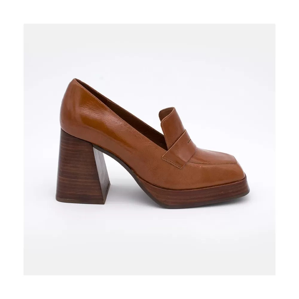 Mujer Ángel Alarcón Tular - Mocasines De Mujer De Piel Brillante Con Tacon Alto Y Plataforma