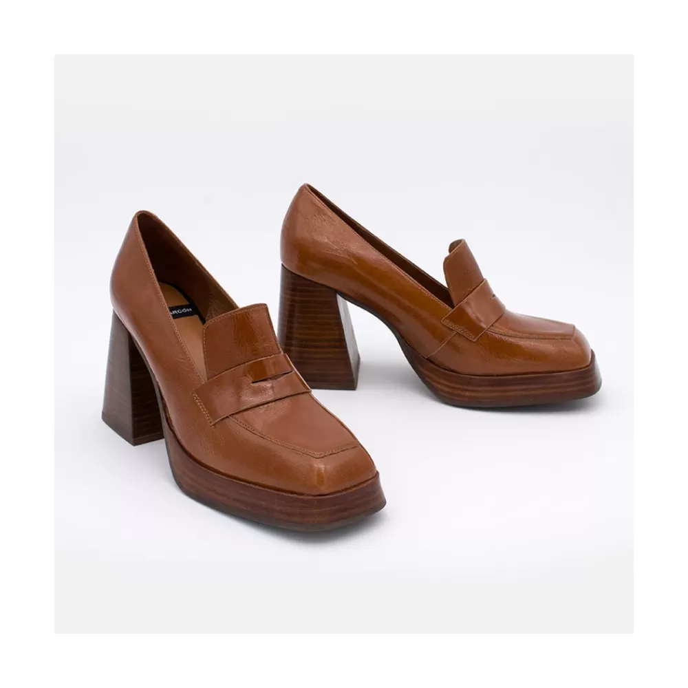 Mujer Ángel Alarcón Tular - Mocasines De Mujer De Piel Brillante Con Tacon Alto Y Plataforma