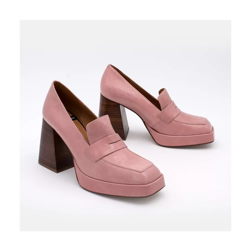 Mujer Ángel Alarcón Tular - Mocasines De Mujer De Piel Brillante Con Tacon Alto Y Plataforma