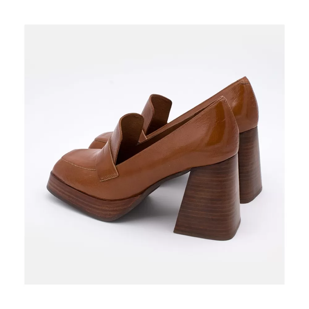 Mujer Ángel Alarcón Tular - Mocasines De Mujer De Piel Brillante Con Tacon Alto Y Plataforma