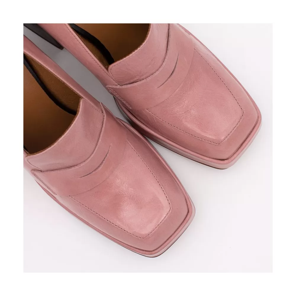 Mujer Ángel Alarcón Tular - Mocasines De Mujer De Piel Brillante Con Tacon Alto Y Plataforma