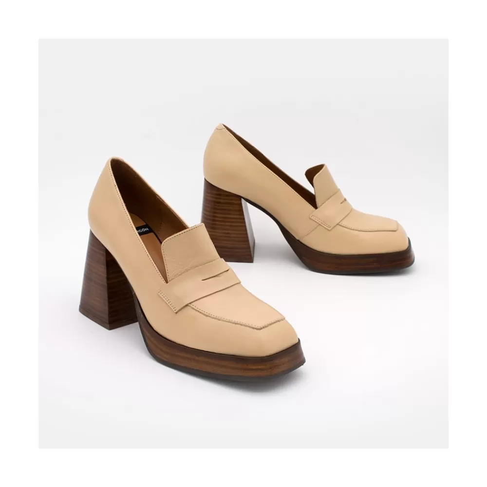 Mujer Ángel Alarcón Tular - Mocasines De Mujer De Piel Con Tacon Alto Y Plataforma