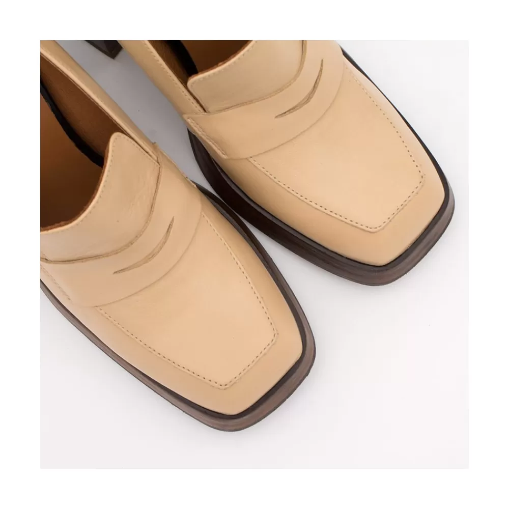 Mujer Ángel Alarcón Tular - Mocasines De Mujer De Piel Con Tacon Alto Y Plataforma