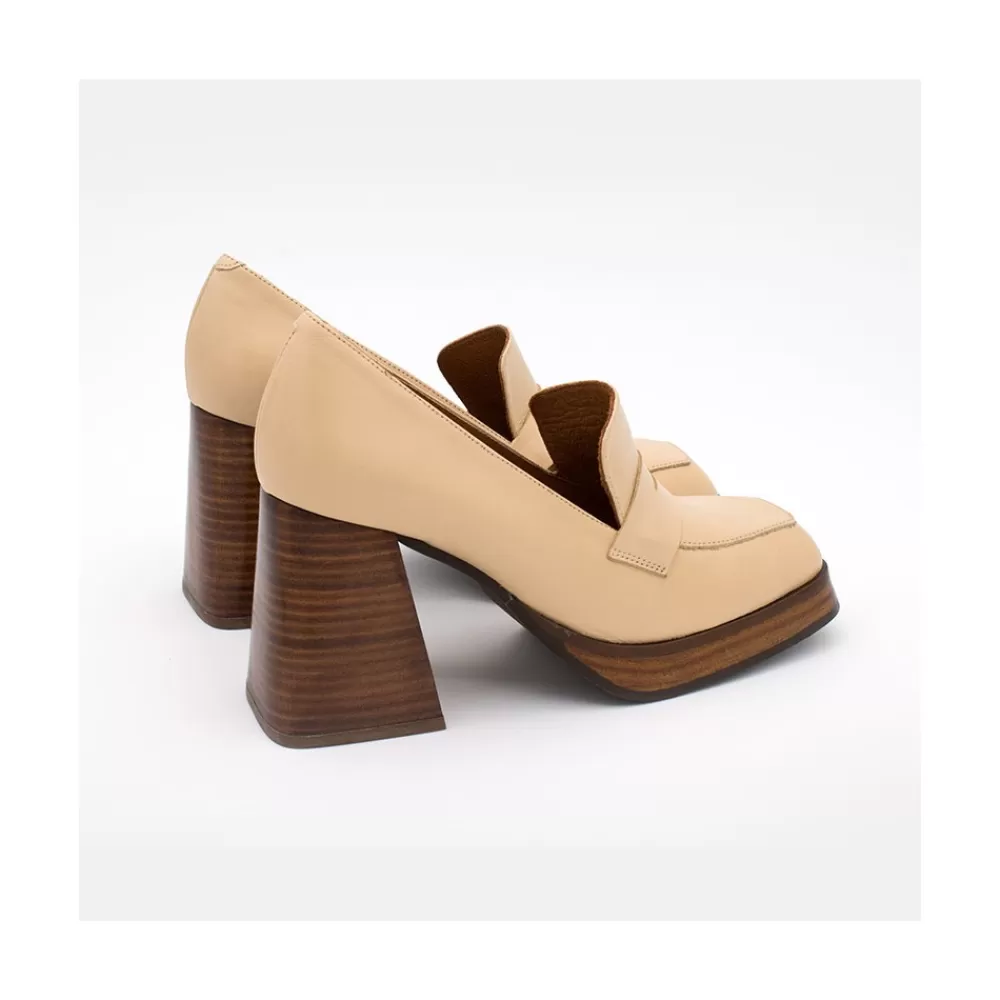 Mujer Ángel Alarcón Tular - Mocasines De Mujer De Piel Con Tacon Alto Y Plataforma