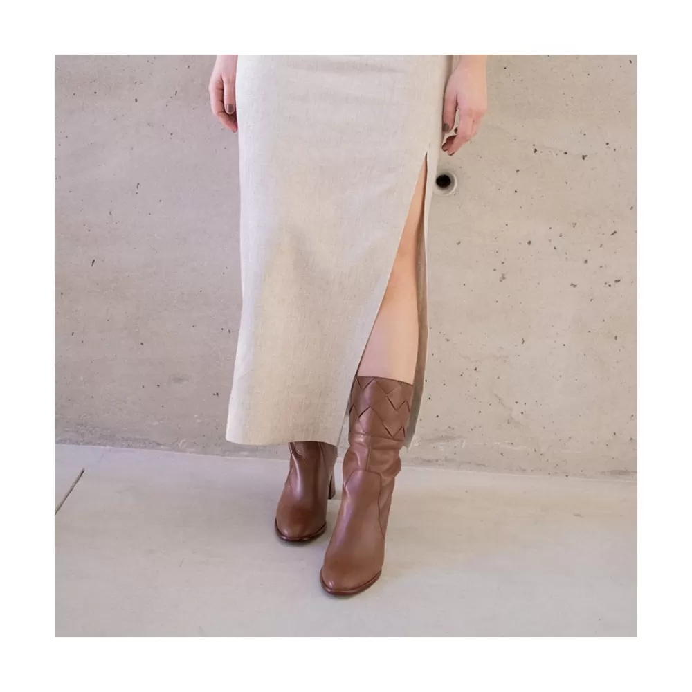 Mujer Ángel Alarcón Xaya - Botin De Piel Con Tacon Alto De Puntera Redonda