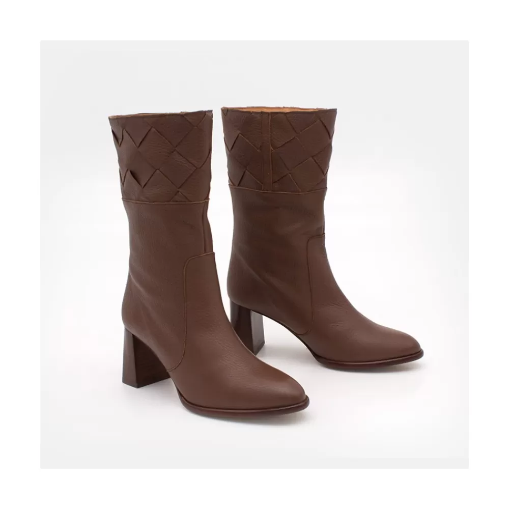 Mujer Ángel Alarcón Xaya - Botin De Piel Con Tacon Alto De Puntera Redonda