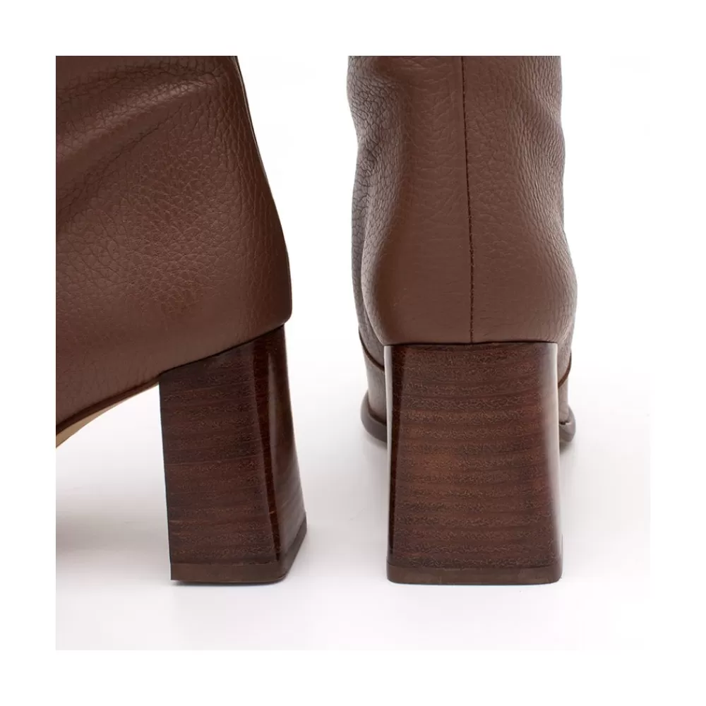 Mujer Ángel Alarcón Xaya - Botin De Piel Con Tacon Alto De Puntera Redonda