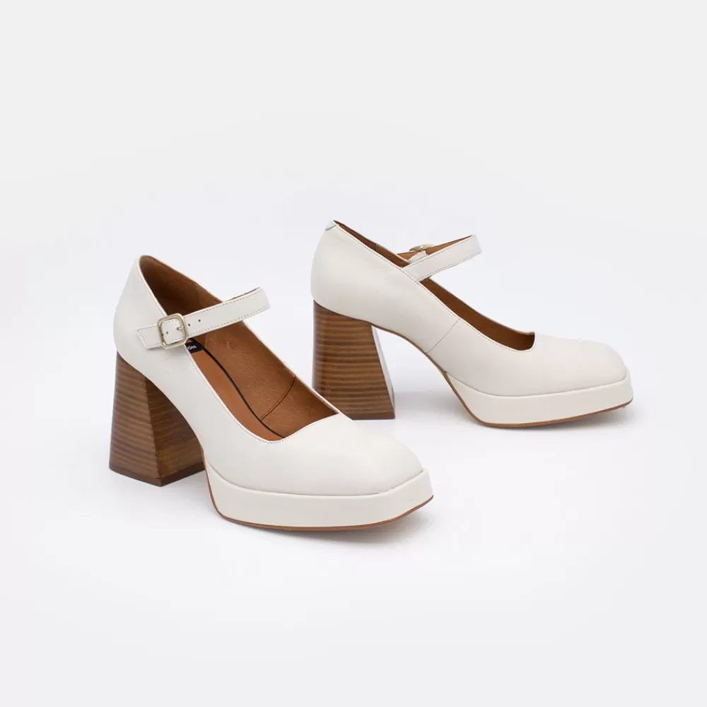 Mujer Ángel Alarcón Zakia - Merceditas De Piel Con Tacon Ancho Y Plataforma