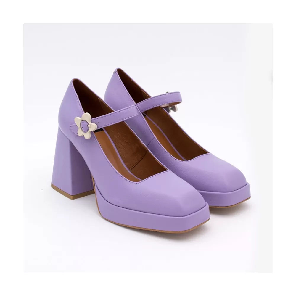 Mujer Ángel Alarcón Zakia - Merceditas De Piel Con Tacon Ancho Y Plataforma