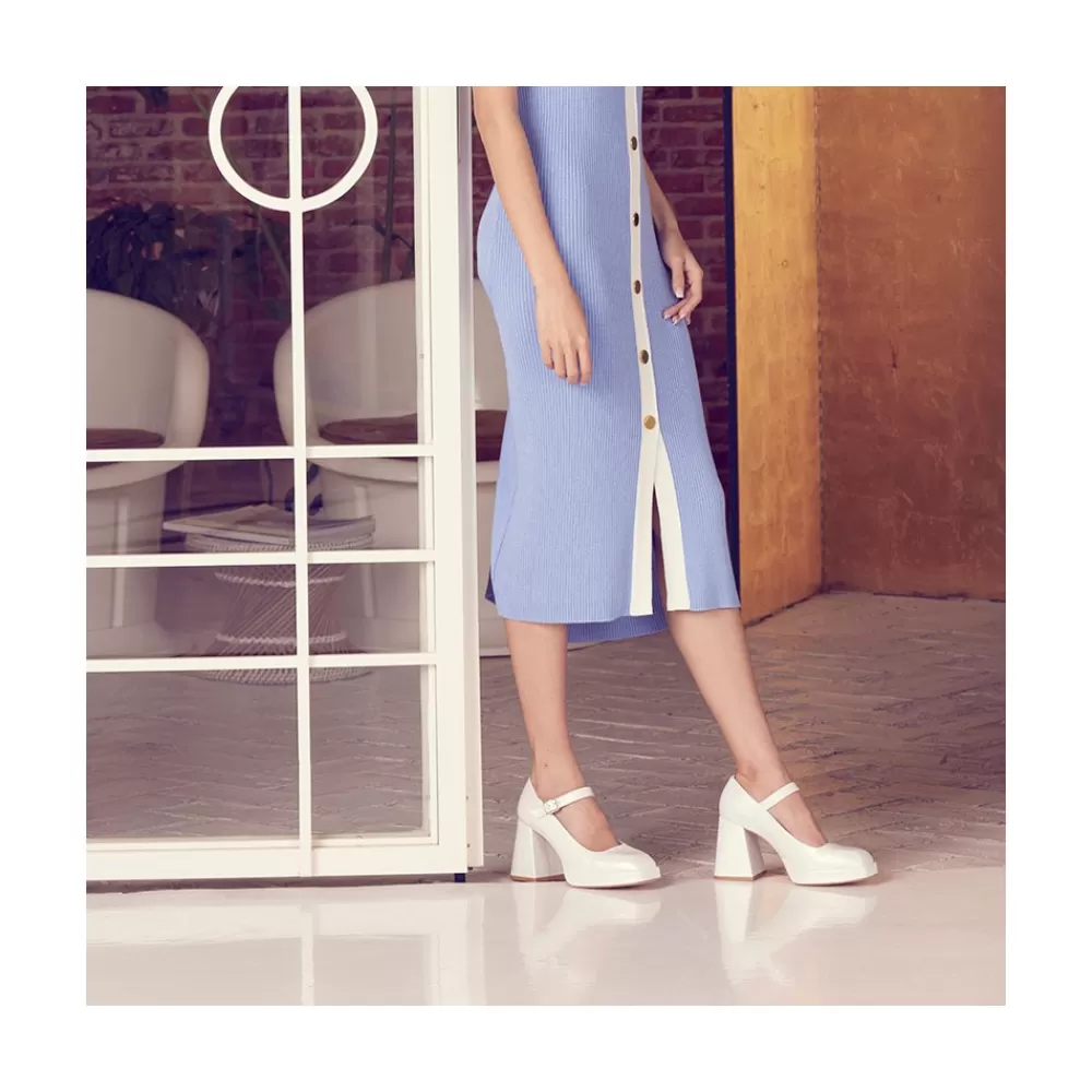 Mujer Ángel Alarcón Zakia - Zapatos De Novia Diferentes, Mary Jane Con Tacon Ancho Y Plataforma