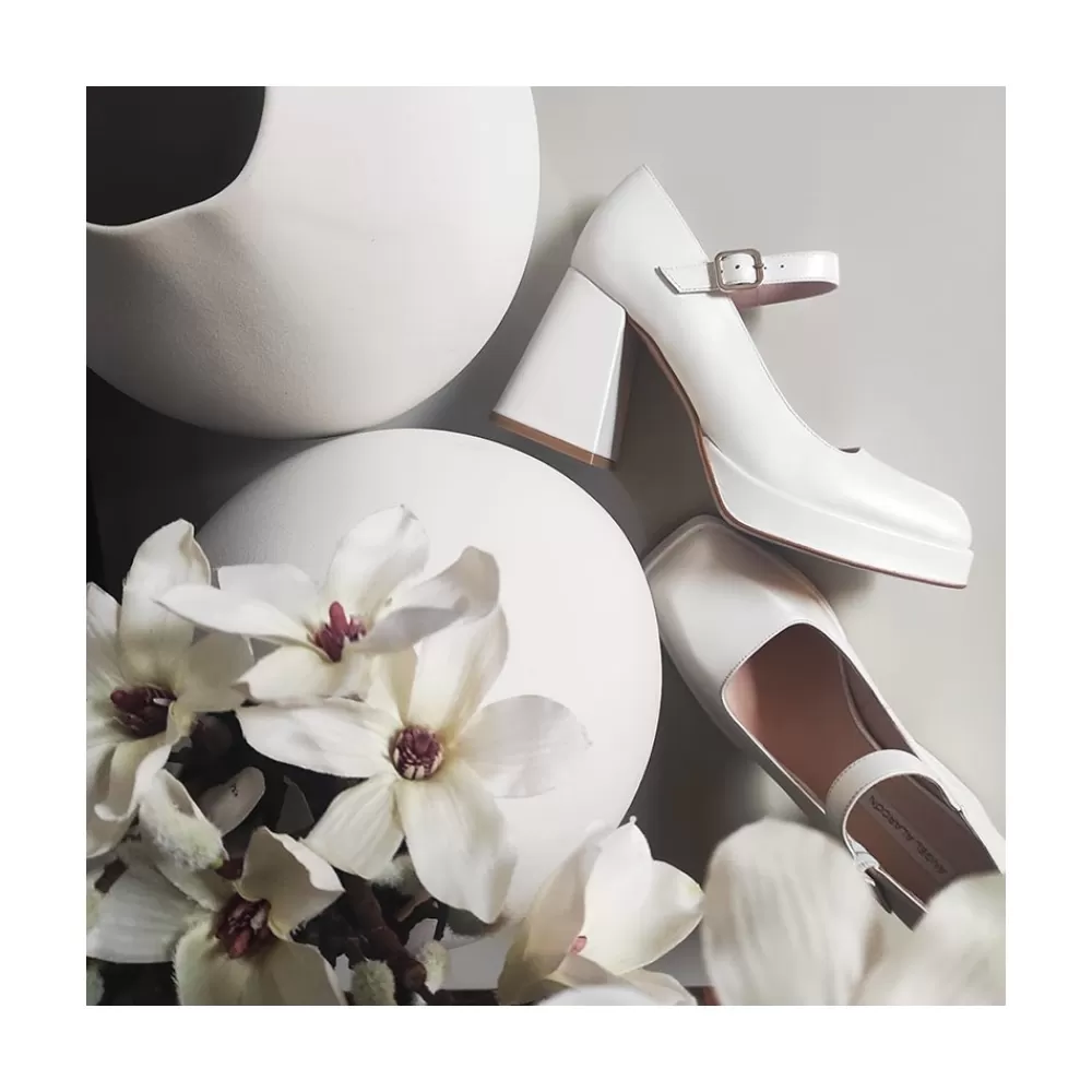 Mujer Ángel Alarcón Zakia - Zapatos De Novia Diferentes, Mary Jane Con Tacon Ancho Y Plataforma